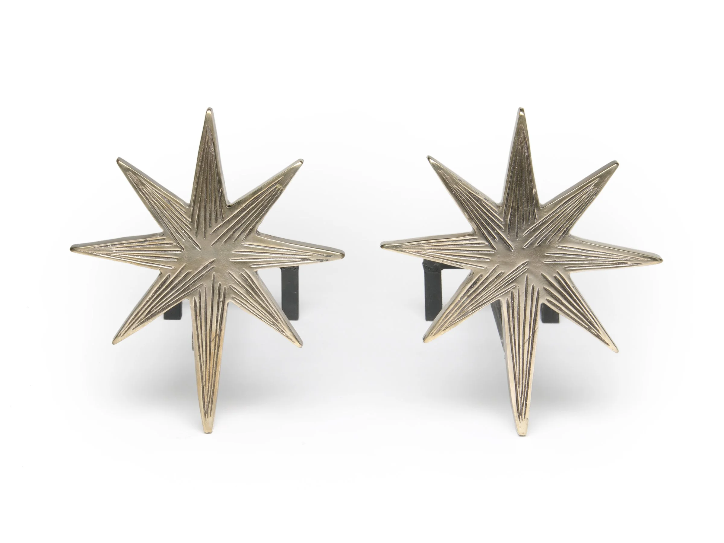 Star Andirons – Hand-Cast Bronze Fireplace Accessories with